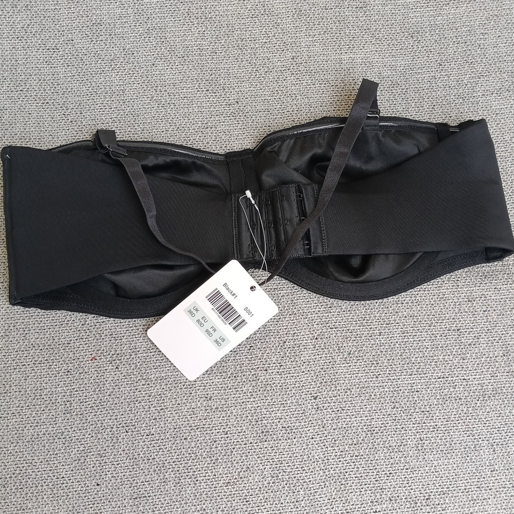 Meleneca Strapless Bra Womens 36D Black New Underwire Convertible Multiway